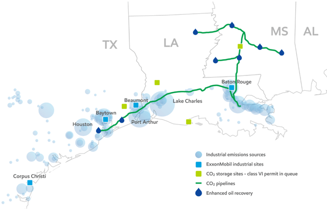 Exxon Mobil's carbon capture and storage map (U.S.)