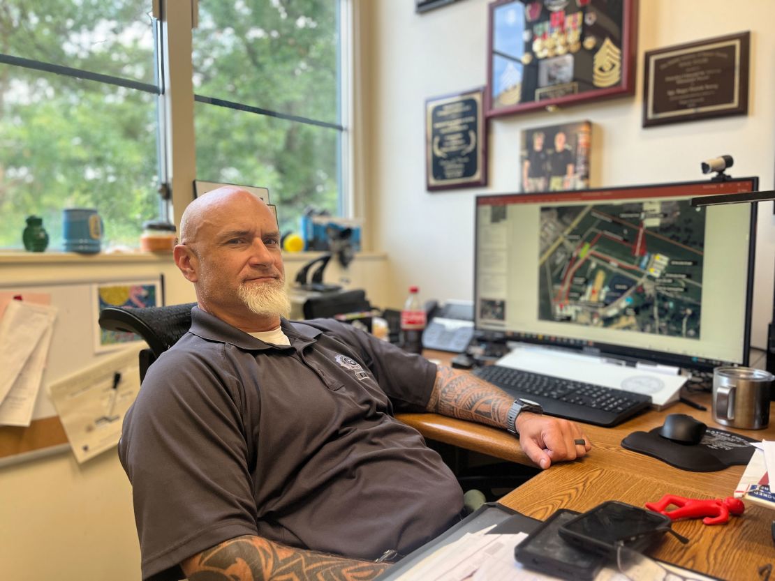 Det. Pat Young, commander of the Beaver County SWAT team, in his office in Beaver, Pennsylvania.